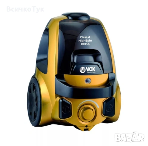 ✨Прахосмукачка VOX SL159G, 800W, Обем на контейнера 2L, Черен/Жълт 