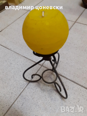 Свещник със свещ от ковано желязо, снимка 2 - Декорация за дома - 52730403