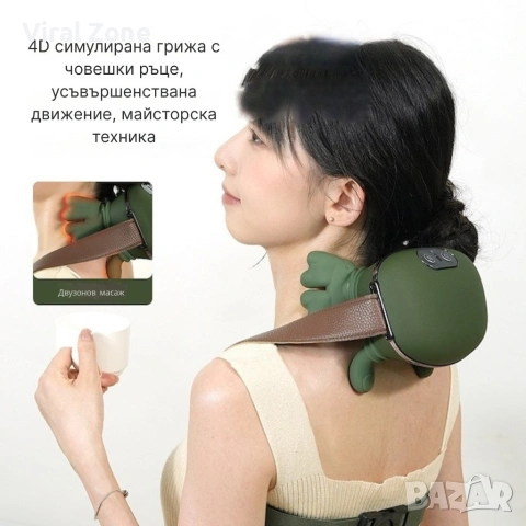 Масажор за врат и рамене с топлина, USB зареждане - 4D масаж, снимка 7 - Масажори - 53490102