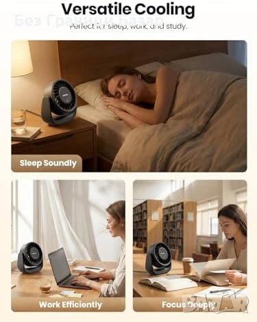 Нов Компактен бюро вентилатор USB-C USB-A 3 скорости силен поток лято, снимка 8 - Други стоки за дома - 53696352