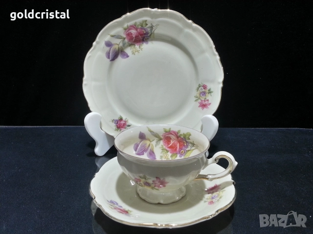 старинен немски порцелан чаша са кафе с чинийки 