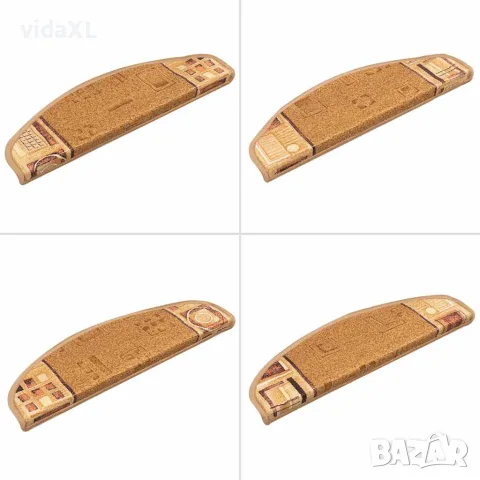 vidaXL Самозалепващи стелки за стъпала, 15 бр, бежови, 65x21x4 см, снимка 6 - Изтривалки - 56146835