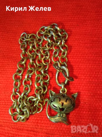 ПОСРЕБРЕНО КОТЕНЦЕ АЖУРЕН ВИНТИДЖ РЕТРО - АРТ ФИГУРАЛЕН МЕДАЛЬОН ПЕНДАНТ с ВЕРИЖКА 19125