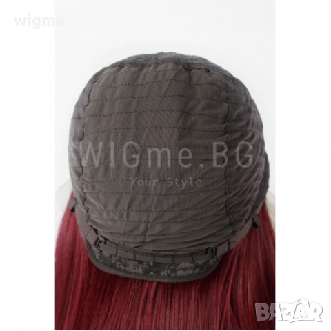 Къса права тъмночервена лейс фронт перука Рая, снимка 6 - Аксесоари за коса - 36057349