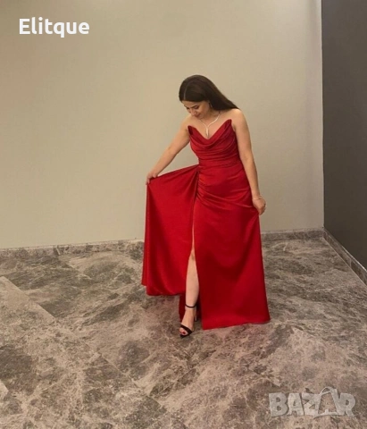 ⭐️Дълги сатенени рокли с цепка, снимка 2 - Рокли - 53195534