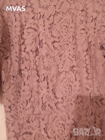 Нова официална дантелена рокля  S размер тъмно розова пепел от рози рокля за сватба , снимка 5 - Рокли - 41344605
