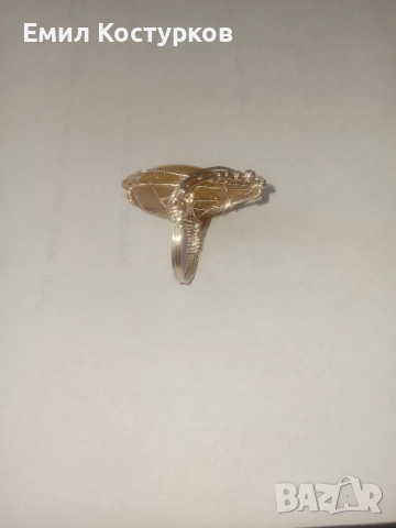 Продавам сребърен пръстен/999 проба/ с камък Рутилов кварц - авторска изработка, снимка 5 - Пръстени - 51442595