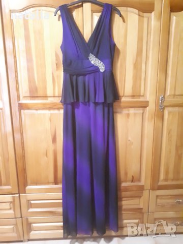 Дълга официална рокля в лилаво и черно