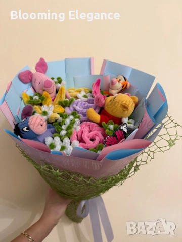 Ръчно изработен приказен букет от плюшена тел, снимка 2 - Декорация за дома - 53402169