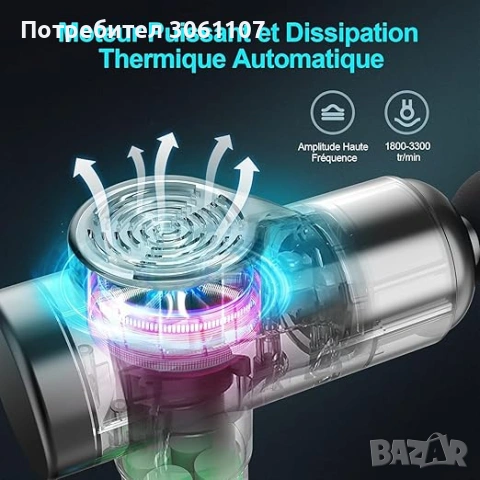 Преносим пистолет за мускулен масаж BURNNOVE 8 глави, 2550mAh LED, снимка 7 - Други - 53594506