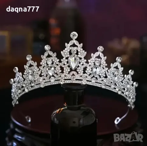1бр. Висококачествена сплав Тиара Булчинска корона от планински кристал, Блестяща, Принцеса Кралица