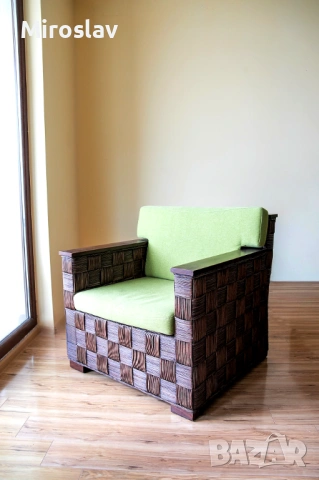 Ратанов фотьойл с масивна конструкция – внос от Индонезия, снимка 3 - Столове - 53724546