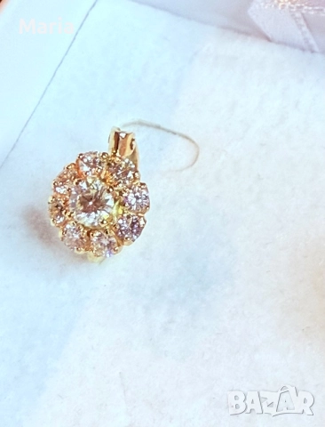 Дамски обеци жълто злато и брилянти, снимка 5 - Обеци - 52470761