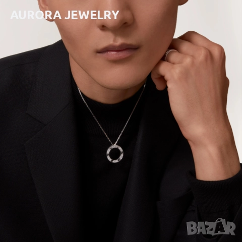 CARTIER Love White Gold Large Paved Diamonds Pendant Дамскo Колие, снимка 14 - Колиета, медальони, синджири - 52870330