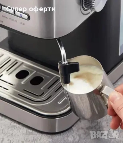 Тип: Еспресо машина; Налягане на парата: 15 бара, за максимално извличане на аромата и вкуса от кафе, снимка 3 - Кафемашини - 48392415