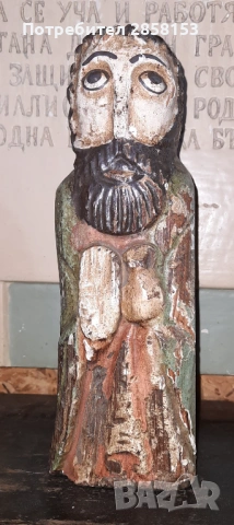 Стара дървена фигура на светец, снимка 3 - Антикварни и старинни предмети - 53023522
