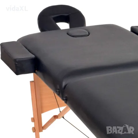 vidaXL Сгъваема масажна кушетка с 2 зони, 10 см плътен пълнеж, черна, снимка 3 - Кушетки - 56146045