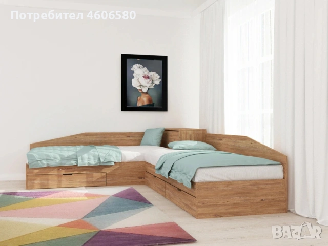 „Ъглово легло с чекмеджета 82/190 – ракла, детско легло“, снимка 2 - Спални и легла - 53850702