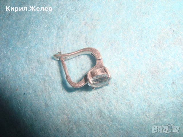 СТАРА СРЕБЪРНА ОБЕЦА - АНГЛИЯ ВИНТИДЖ АРТ ДЕКО БИЖУ с ФАСЕТИРАН СИН ЦИРКОН 25711, снимка 5 - Обеци - 35736250