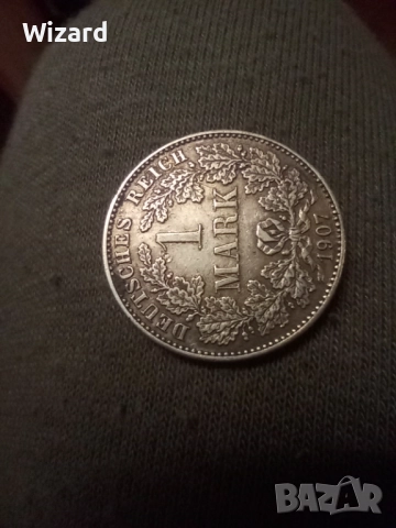 1 марка 1907 G Германия рядка, снимка 2 - Нумизматика и бонистика - 52632760