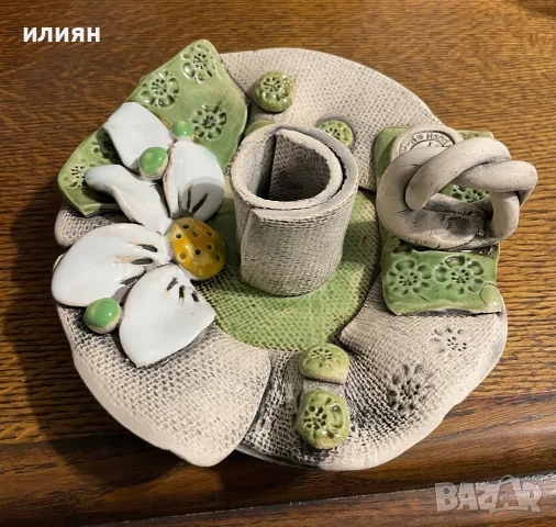 Авторска ръчна Българска керамика. Свещник