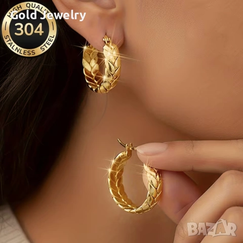 Хипоалергени обеци от медицинско злато, снимка 2 - Обеци - 53060830