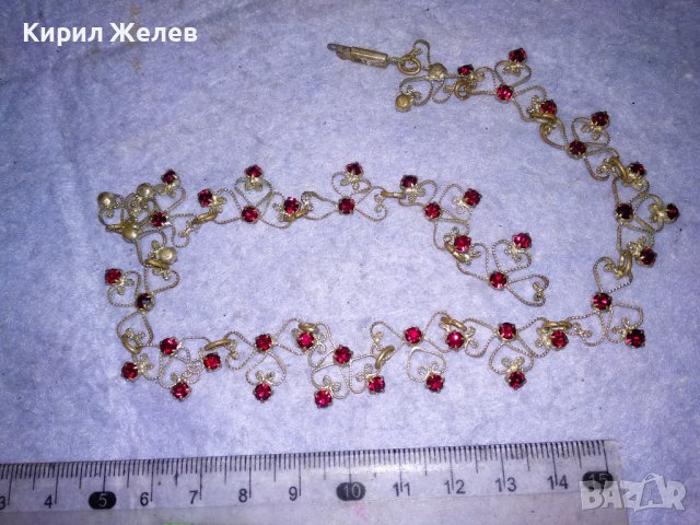 СТАРИННА БРОНЗОВА ПОСРЕБРЕНА АРТ НУВО ОГЪРЛИЦА с ФАСЕТИРАН ГРАНАТ РЪЧНА ФИЛИГРАННА ИЗРАБОТКА 38456, снимка 2 - Антикварни и старинни предмети - 41395958