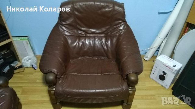 Череша 3ка,2ка,1ца-естествена кожа - дефект на 3ка та , снимка 7 - Дивани и мека мебел - 41910163