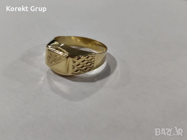 Златен пръстен 14к мъжки, снимка 5 - Пръстени - 52880942