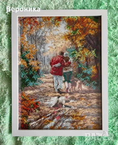 ушит гоблен с чешки мъниста " Минорно настроение", снимка 3 - Гоблени - 52559086