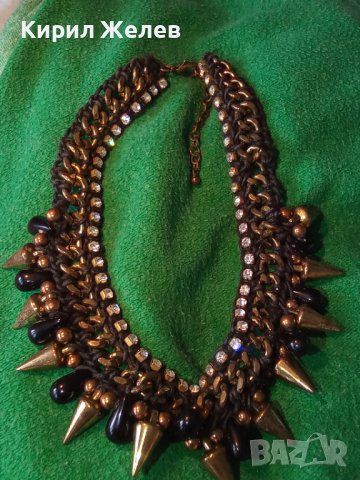 МАСИВНА БРОНЗОВА ОГЪРЛИЦА с ЦИРКОНИ и ШИПОВЕ ХЕВИ-МЕТАЛ Нео ГОТИКА СТИЛ 15123, снимка 7 - Колиета, медальони, синджири - 30625545