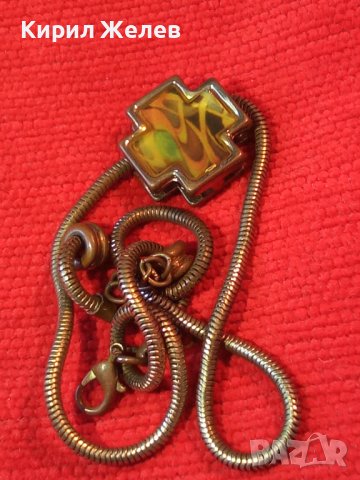 СТАРО ВИНТИДЖ АРТ ЗЛАТИСТО КОЛИЕ с КРЪСТ 23375, снимка 15 - Колиета, медальони, синджири - 37744042