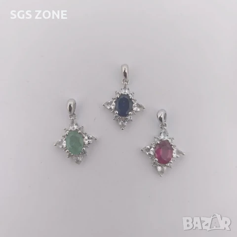 СРЕБЪРЕН МЕДАЛЬОН СЪС САПФИРИ, РУБИНИ, ИЗУМРУДИ 