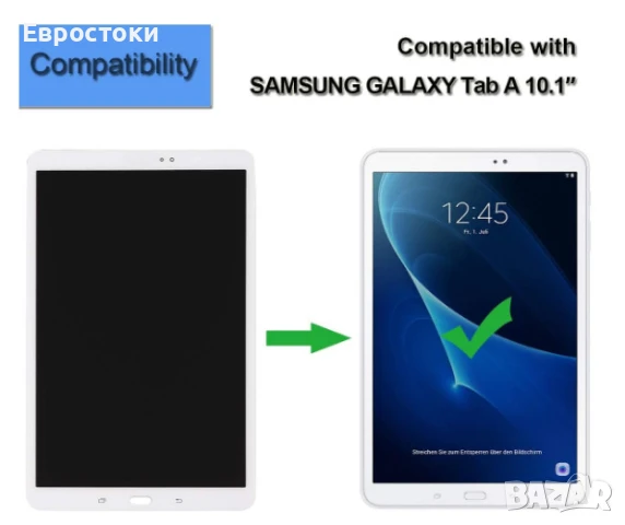 E-yiiviil LCD дисплей за Samsung Galaxy Tab A 10.1 2016 SM-T580 T585 T587, тъчскрийн, цвят: бяло  , снимка 2 - Резервни части за телефони - 50583831