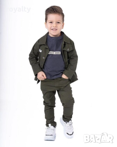 Масленозелен комплект от три части за момчета
