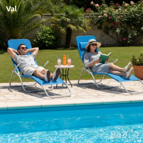 Градински шезлонг с поставка за крака - модерен и удобен за релакс, снимка 7 - Градински мебели, декорация  - 53823067