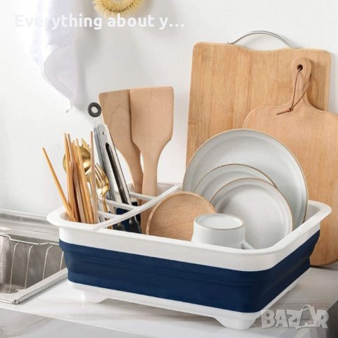 Силиконов сгъваем сушилник за чинии и прибори, снимка 7 - Аксесоари за кухня - 33939195