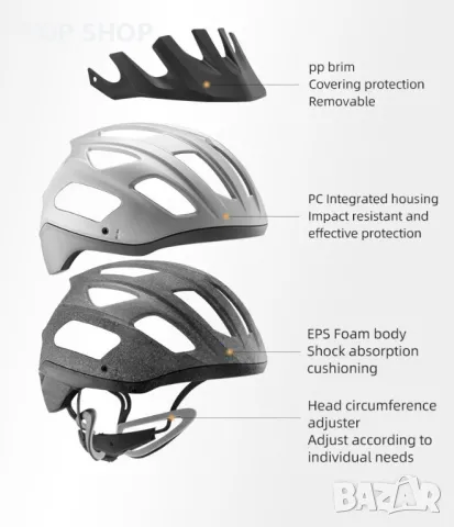 Каска ROCKBROS HC-65- сива, Л, снимка 8 - Аксесоари за велосипеди - 48636578