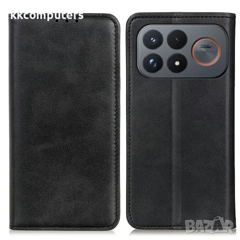 За Xiaomi Poco F9 Ultra 5G Кожен Flip Калъф Портфейл със Стойка и Скрийн Протектор – Черен/Червен/Ка