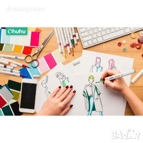 4724 Комплект професионални маркер-писалки с двоен връх и луксозна PVC кутия за организиране, снимка 6 - Рисуване и оцветяване - 53778405