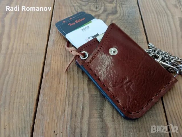 Ръчно изработен кожен портфейл за карти и лични документи , снимка 6 - Портфейли, портмонета - 47329737