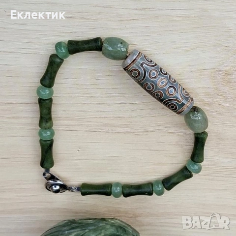 Гривна с Дзи мънисто с 21 очи, снимка 3 - Гривни - 53477056