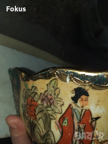 Стар порцелан Сатцума чиния - купичка satsuma, снимка 4 - Антикварни и старинни предмети - 53452869