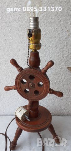Работеща Стара дървена нощна лампа с рул, снимка 5 - Други - 40920676