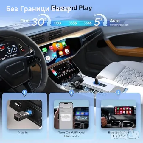 Нов Wireless CarPlay Android Auto Адаптер 2025 iOS/Android USB-C за кола, снимка 7 - Друга електроника - 50033984