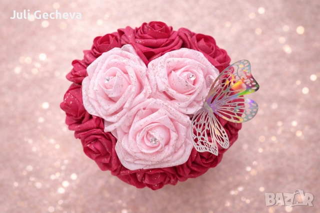 Кашпа с вечни рози , снимка 4 - Подаръци за жени - 53601780