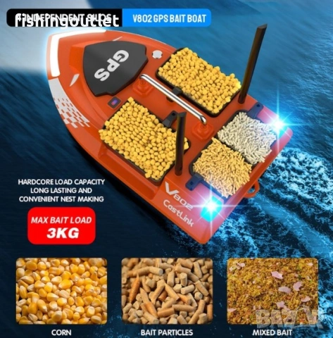 Лодка за захранка V802 4 Резервоара, 3kg, 500m обхват, скорост 15km/h, снимка 11 - Такъми - 53815455