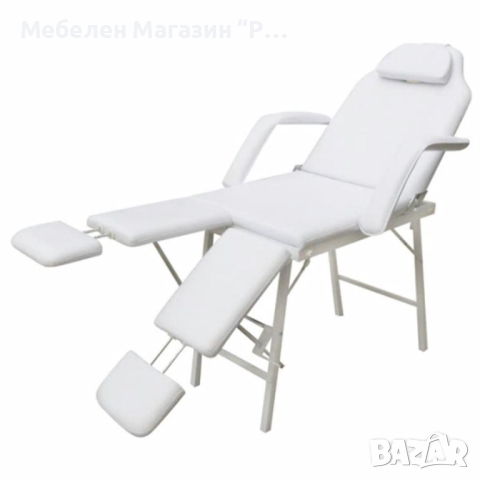 Стол за процедури с регулируеми поставки за краката, бял   , снимка 1 - Кушетки - 44796649