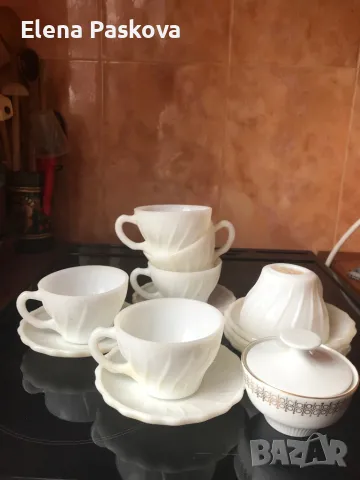 чаши бял аркопал за чай и кафе - 11 броя, снимка 2 - Сервизи - 49696578