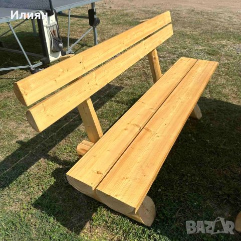 Градински дървен комплект Маса с Пейки, снимка 4 - Градински мебели, декорация  - 41575457
